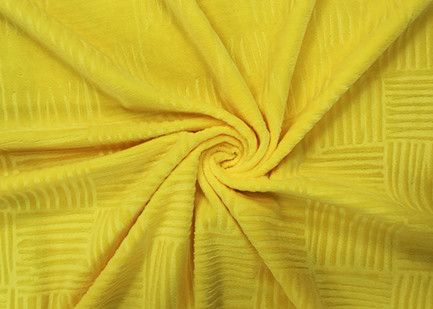 210GSM柔らかさ100%のポリエステルは家の織物-黄色のためのマイクロ ビロードの生地を浮彫りにした