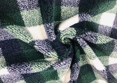 Sherpa快適な毛布の物質的な緑の格子縞340GSM 100%のポリエステル