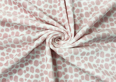 家の織物のピンクのヒョウの印刷物210GSMのための100%のポリエステル羊毛の生地